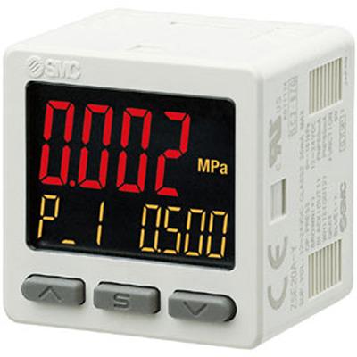 ISE20A-V-M5-J SMC PNP Open Collector 2 Outputs + Analogue Current Pressure Switch, M5 Female Thread -0.1MPa to 10 bar