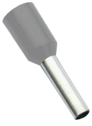 458-724A RS PRO Insulated Crimp Bootlace Ferrule, 8mm Pin Length, 2.6mm Pin Diameter, 2.5mm² Wire Size, Grey