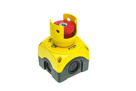 S1PY91KSS Lovato, Red/Yellow/Black, Key Reset 40mm Mushroom Head Emergency Button