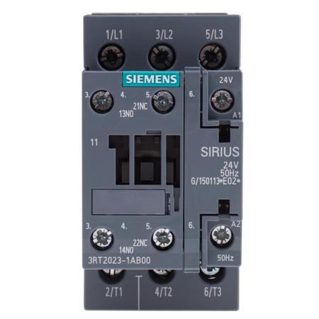 3RT2023-1AB00 Siemens SIRIUS 3RT Size S0, 3RT2 Contactor, 24 V ac Coil, 3-Pole, 9 A, 4 kW, 3NO, 400 V ac