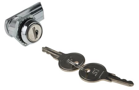 192-9654 RS PRO Chrome Die Cast Cabinet Lock, 20mm Panel-to-Tongue, 19.5 x 16.5mm Cutout, Key Unlock