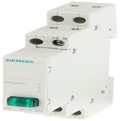 5TE5810-1 Siemens, 5TE5811, Panel Green LED Pilot Light, IP20, Rectangular, 12 → 60V ac