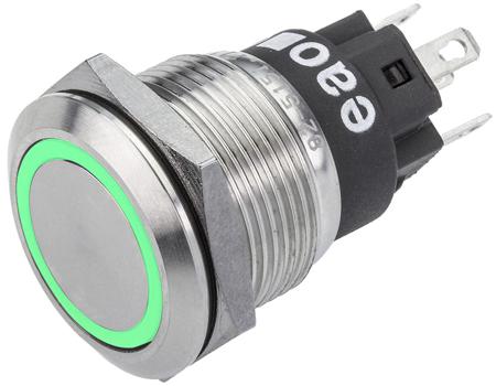 82-5151.1134 EAO 82 Series Illuminated Push Button Switch, Momentary, Panel Mount, 19mm Cutout, SPDT, Green LED, 240V, IP65, IP67