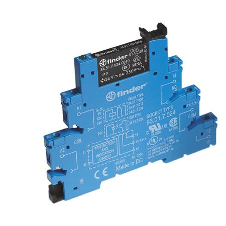 38.51.0.012.0060 Finder 38.51 Series Electromechanical Interface Relay, DIN Rail Mount, 12V Coil, SPDT, 1-Pole, 6A Load