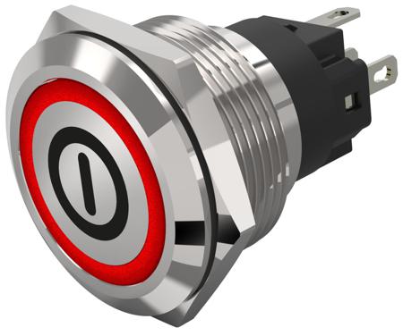 82-6151.2113.B001 EAO 82 Series Illuminated Illuminated Push Button Switch, Latching, Panel Mount, 22.3mm Cutout, SPDT, Red LED, 240V,
