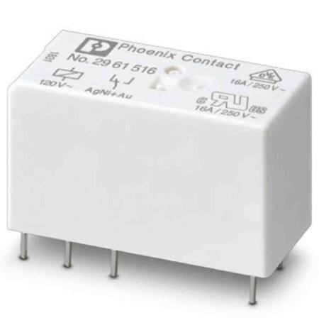 2961516 Phoenix Contact PCB Mount Power Relay, 120V ac Coil, 16A Switching Current, DPDT