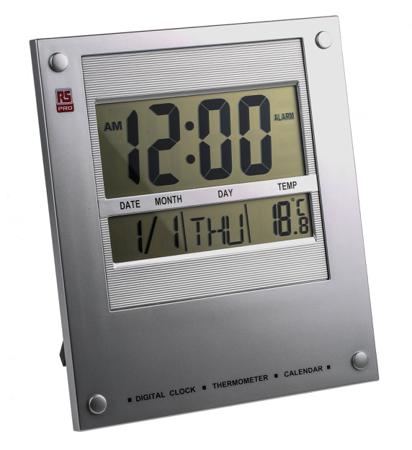 811-1820 RS Pro Silver Digital Wall Clock
