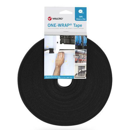 VEL-OW64102 Velcro Professional Series, Black Polypropylene Cable Tie Assemblies Flame Retardant25m x 10mm