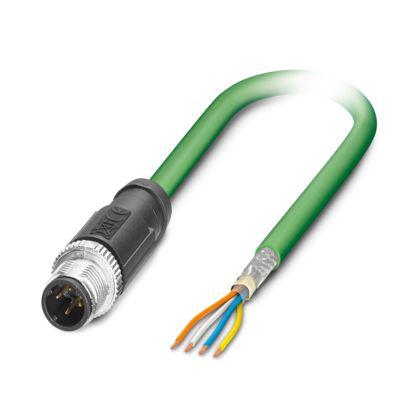 1424089 Phoenix ContactNBC, 20m Cat5, Green M12 to Male Free Ends, Shielded Shielded, Terminated PVC Sheath