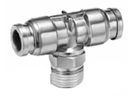 KQG2T16-04S SMC Pneumatic Tee Threaded-to-Tube Adapter, R 1/2 Male x 16mm x 16mm, 3 (Proof) MPa, 1 MPa