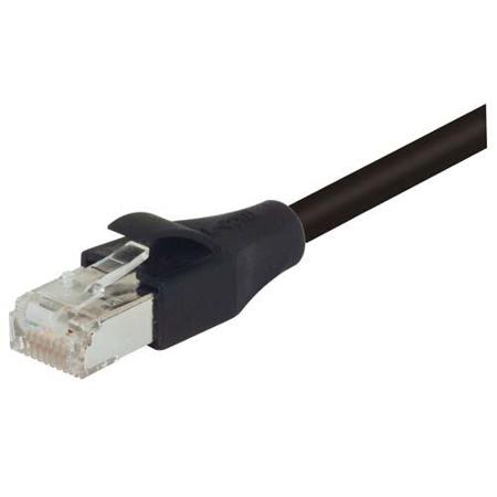 TRD695DSZ-BLK-7 L-ComTRD, 7ft Cat6, Black RJ45 to Male RJ45 Male, Nickel Plated Copper Shielded, Terminated LSZH Sheath