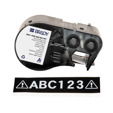 M4C-1000-595-BK-WT Brady B-595 on White on Black Label, 25.40 mm Width