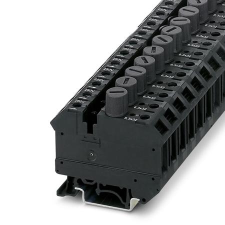 3005662 Phoenix Contact  UK 10-DREHSILA 250(6.3X32) Series Black, 10mm², 1-Level, Screw Termination