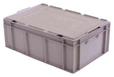 770-7032 RS Pro 45L Grey PE Container with Lid, 220mm x 400mm x 600mm
