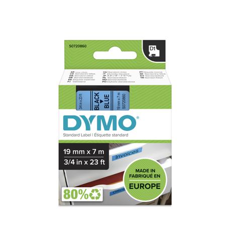 S0720860 Dymo Black on Blue Label Printer Tape, 7 m Length, 19 mm Width