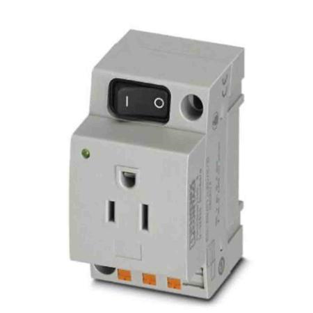 0804174 Phoenix Contact USA Mains Sockets, 15A, DIN Rail, 125 V