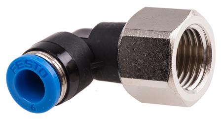 QSLF-1-4-6-B Festo Pneumatic Elbow Threaded-to-Tube Adapter, G 1/4 Female, Push In 6 mm 6mm Tube Connection