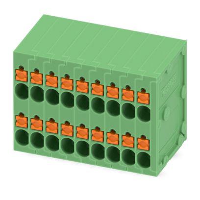 1841568 Phoenix Contact SPTD Series PCB Terminal Block, 18-Contact, 3.5mm Pitch, Wave Soldering, 2-Row, Push In Spring
