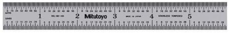 182-105 Mitutoyo 150mm Steel Imperial, Metric Ruler, With UKAS Calibration