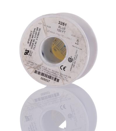 3251 BL005 Alpha Wire Hook-up Wire PVC Series Blue 0.33 mm² Hook Up Wire, 22 AWG, 7/0.25 mm, 30m, SR-PVC Insulation,