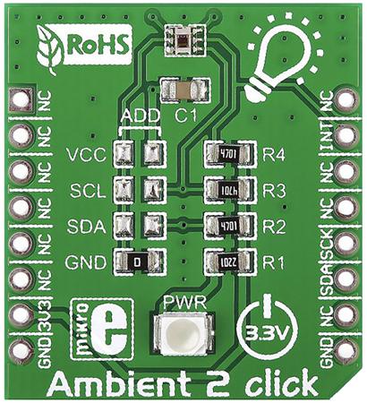 MIKROE-1903 MikroElektronika Ambient 2 Click Light Sensor MikroBus Click Board for OPT3001