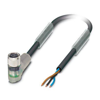 1415875 Phoenix Contact Free Cable End to Female 3 way Angled Socket M8 Sensor Actuator Cable, 3 m