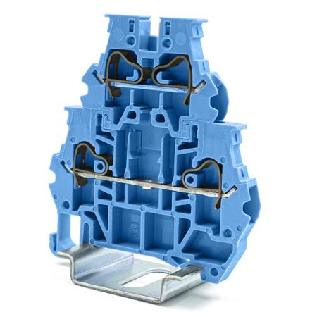 262-4335 RS PRO Blue Feed Through Terminal Block, 4mm², 2-Level, Spring Termination