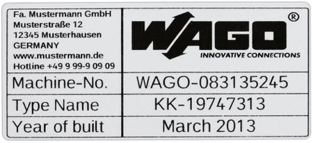 210-804 WAGO 210 Silver Black Print Label, 99mm Width, 44mm Height, 500Per Roll Qty