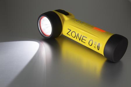 R-55H Wolf Safety Torch LED, ATEX Right Angle Rechargeable Battery pack, Yellow, Plastic Case