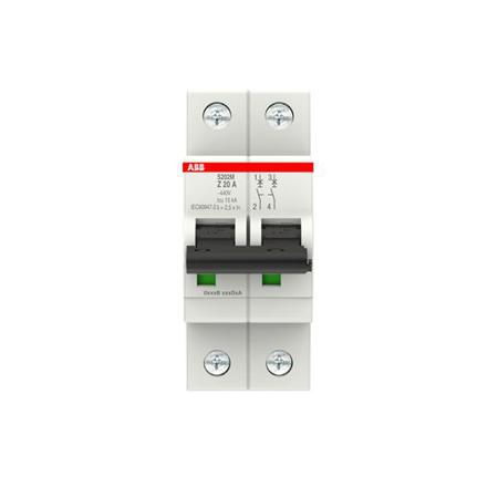 2CDS272001R0488 ABB System Pro M Compact S200M MCB, 2P, 20A, Type Z, 400V AC, 125V DC, 15 kA Breaking Capacity