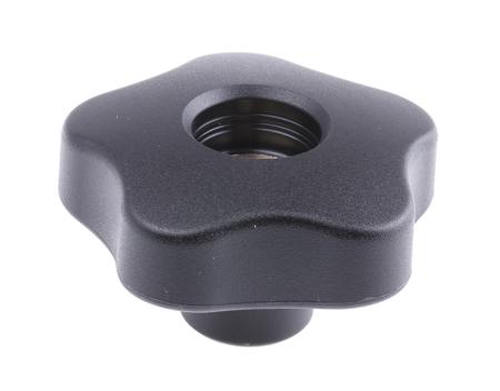 70017 Elesa  Black Multiple Lobes Clamping Knob, M10, Threaded Through Hole