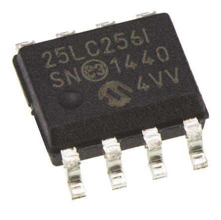 25LC256-I/SN Microchip,  256 kB Serial EEPROM,  50 ns 8-Pin SOIC Serial-SPI