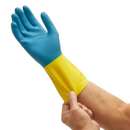 38744 Kimberly Clark G80 Blue Latex Chemical Resistant Gloves, Size 10, XL, Latex, Neoprene Coating