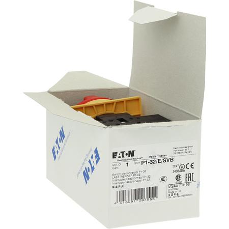 110198-P1-32-E-SVB Eaton 3 Pole Flush Mount Isolator Switch - 32A Maximum Current, 15kW Power Rating, IP65 (Front)