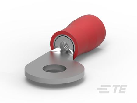 323039 TE Connectivity, PIDG Insulated Ring Terminal, M3.5 (#6) Stud Size, Red