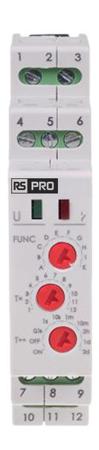 323-891 RS PRO DIN Rail Mount Timer Relay, 230V ac, 2-Contact, 0.1 s → 576h, 10-Function
