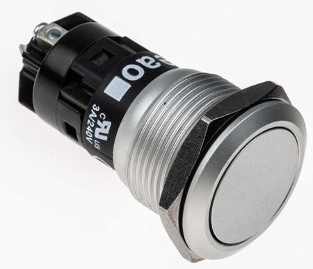 82-5552.1000 EAO 82 Series Push Button Switch, Momentary, Panel Mount, 19mm Cutout, SPDT, 240V, IP65, IP67
