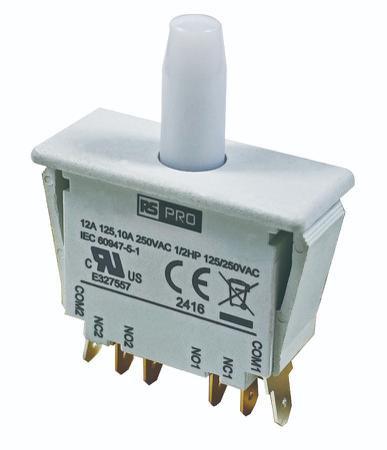 101-957 RS PRO Door Interlock Micro Switch, Plunger, DPDT 12A IP40, -37 → 85°C