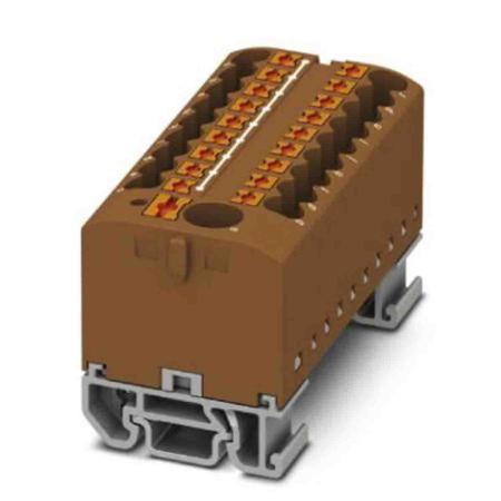 3274220 Phoenix Contact Distribution Block, 19 Way, 4mm², 24A, 690 V, Brown