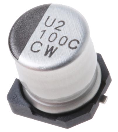 UCW1C101MCL1GS Nichicon 100μF Aluminium Electrolytic Capacitor 16V dc, Surface Mount -