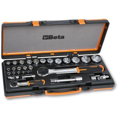 902A-C22 BETA 28-Piece Metric 1/2, 1/4 Standard Socket Set with Ratchet, Hexagon