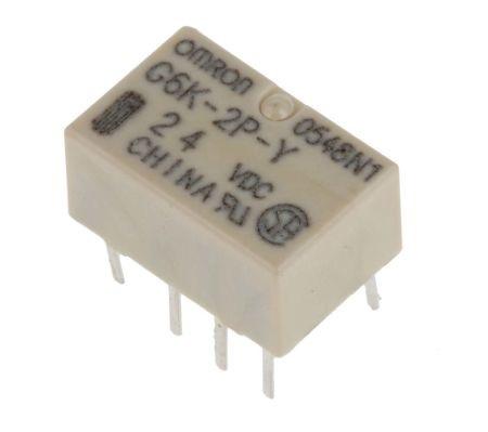 G6K-2P-24DC Omron, 24V dc Coil Non-Latching Relay DPDT, 1A Switching Current PCB Mount, G6K-2P 24DC