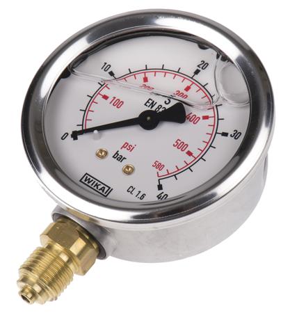 9626926 WIKA  Analogue Positive Pressure Gauge Bottom Entry 40bar, Connection Size G 1/4