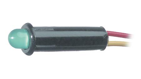 MD-577G-2 Oshino Lamps MD 577 G3 Series Green Panel LED, 12-14V, 6.35mm Mounting Hole Size, Solder Tab Termination, IP40