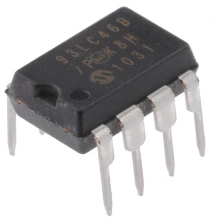 93LC46B/P Microchip ,  1 kB Serial EEPROM,  200 ns 8-Pin PDIP Serial-Microwire