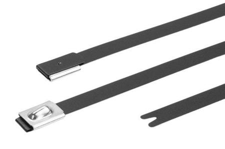 111-00289-MBT8SFC-SP-SS316-BK HellermannTyton Black Cable Tie Polyester Coated Stainless Steel Roller Ball, 201mm x 4.6 mm