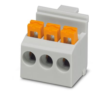 2200318 Phoenix Contact FKDSO 2.5/ 3-L KMGY Series PCB Terminal Block, 3-Contact, 5mm Pitch, Through Hole Mount, Spring Cage
