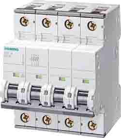 5SY4650-8 Siemens SENTRON 5SY4 MCB, 3+N, 50A Curve D, 400V AC, 72V DC, 5 kA Breaking Capacity