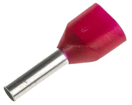 AZ5DE010 Schneider Electric, AZ5DE Insulated Crimp Bootlace Ferrule, 8mm Pin Length, 2.2mm Pin Diameter, 2 x 1mm² Wire Size, Red