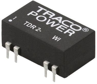 TDR-2-2412WI TRACOPOWER TDR 2WI 2W Isolated DC-DC Converter Through Hole, Vin 9 → 36 V dc, Vout 12V dc